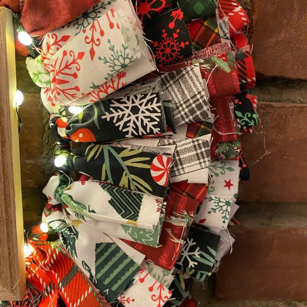 Merry Christmas and Happy New Year Rag Wreath